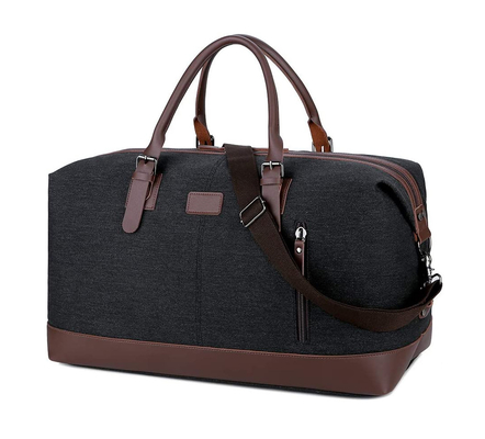 kopen Grote capaciteit Reizing Duffel Bag Leer Zwart Canvas Schouder Crossbody Weekend online manufacture
