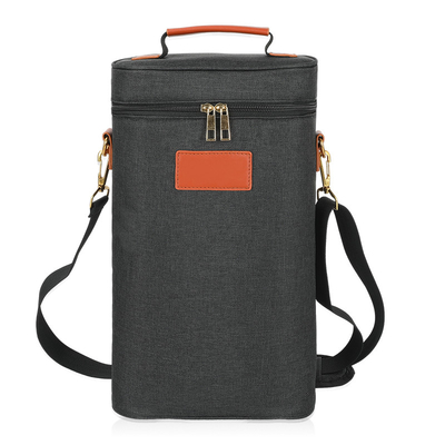 kopen Leekproof Geïsoleerde Padded 2 flessen Gift Tote Carrier Custom Travel Wine Bag met schouderband online manufacture