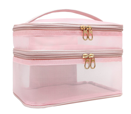 kopen Nylon Mesh Luxe Custom Cosmetic Bag Dubbele laag Aanvaard Custom Logo online manufacture