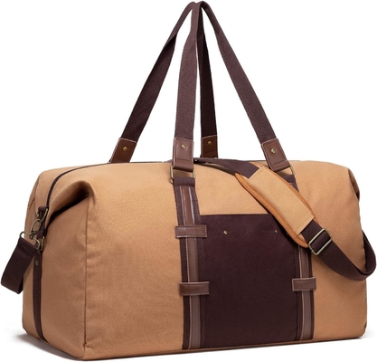 kopen Extra grote 55L Bruine waterdichte Canvas Custom Travel Bag voor vrouwen Mensen online manufacture