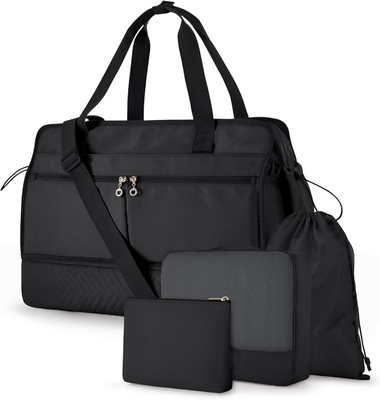 kopen Grote zwarte 40L Carry On Weekend Overnight Bag Sport Gym Yoga Custom Met schoenenzakken online manufacture