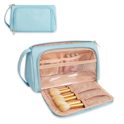 kopen Waterdicht make-up toiletgoed reistas Draagbaar blauw PU leer online manufacture