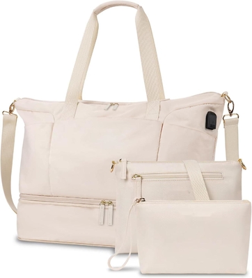 kopen Beige draagbare uitbreidbare weekendzak met schoenen en natte zak online manufacture
