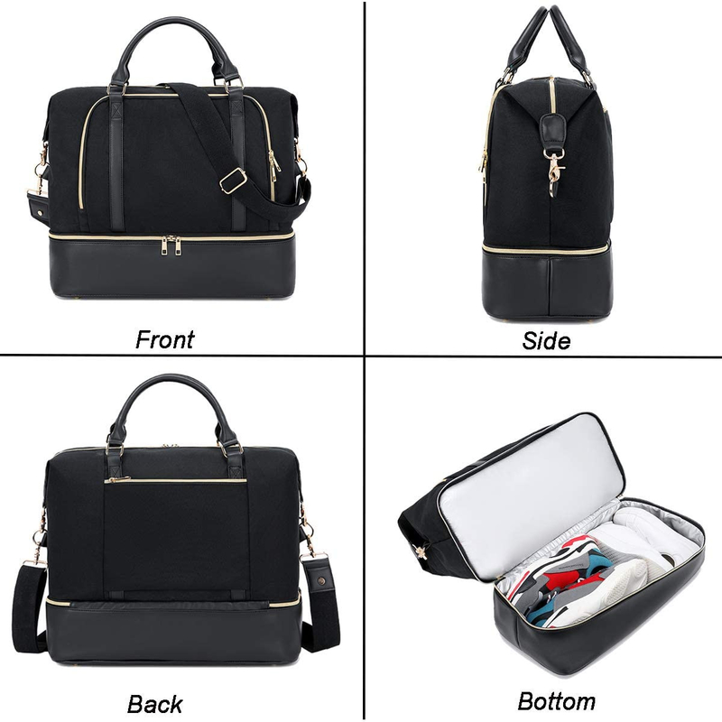 Vrouwen Mensen Lederen Duffel Reistas Met Trolley Sleeve 17.3x14.5x8.3