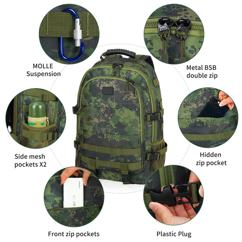 Zwart Grote capaciteit Waterdicht Custom Travel Militaire tactische rugzak met schouderband voor mannen