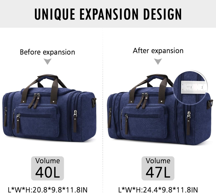 Duurzaam Canvas Blauw Weekender Overnight Bag Sport Gym Yoga Messenger Bag Met Handle