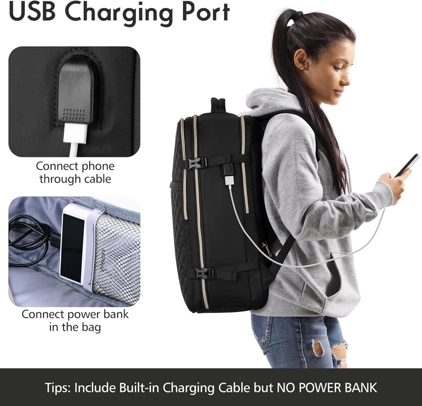 Grote vlucht goedgekeurd Draag waterbestendige anti-diefstal Casual Travel Bag Fit 17 inch laptop met USB oplaadpoort