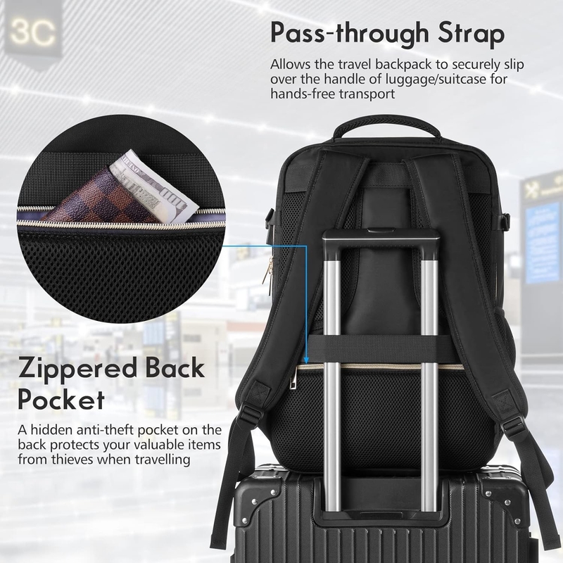 Grote vlucht goedgekeurd Draag waterbestendige anti-diefstal Casual Travel Bag Fit 17 inch laptop met USB oplaadpoort