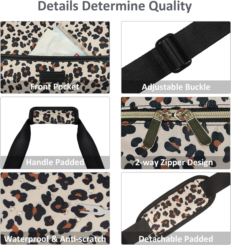 Leopard Uitbreidbare Grote Weekender Overnight Waterdicht Draagbaar op de schouder Tote Reistas ith Toilettentas