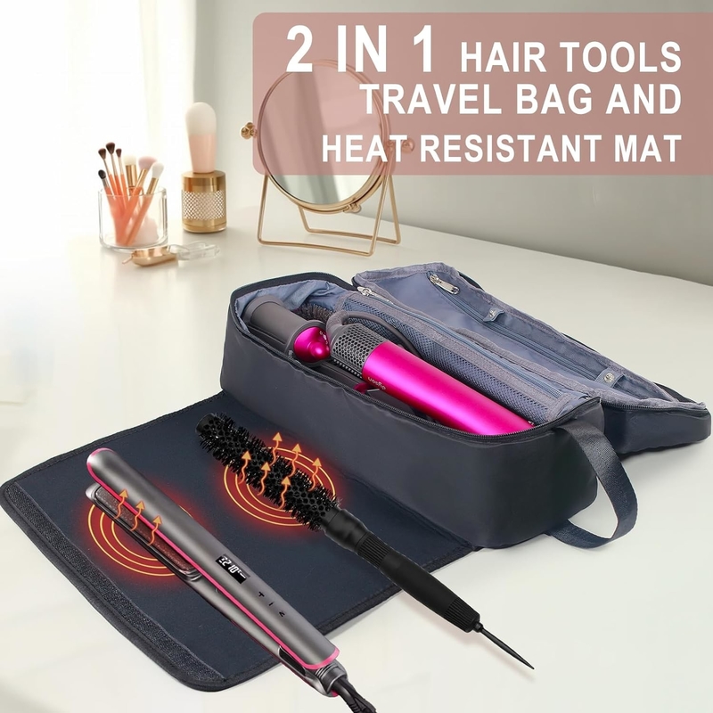 2 in 1 haar reiszak met hittebestendig mat voor platte ijzers rechtmakers krullen ijzer en haarverzorging accessoires