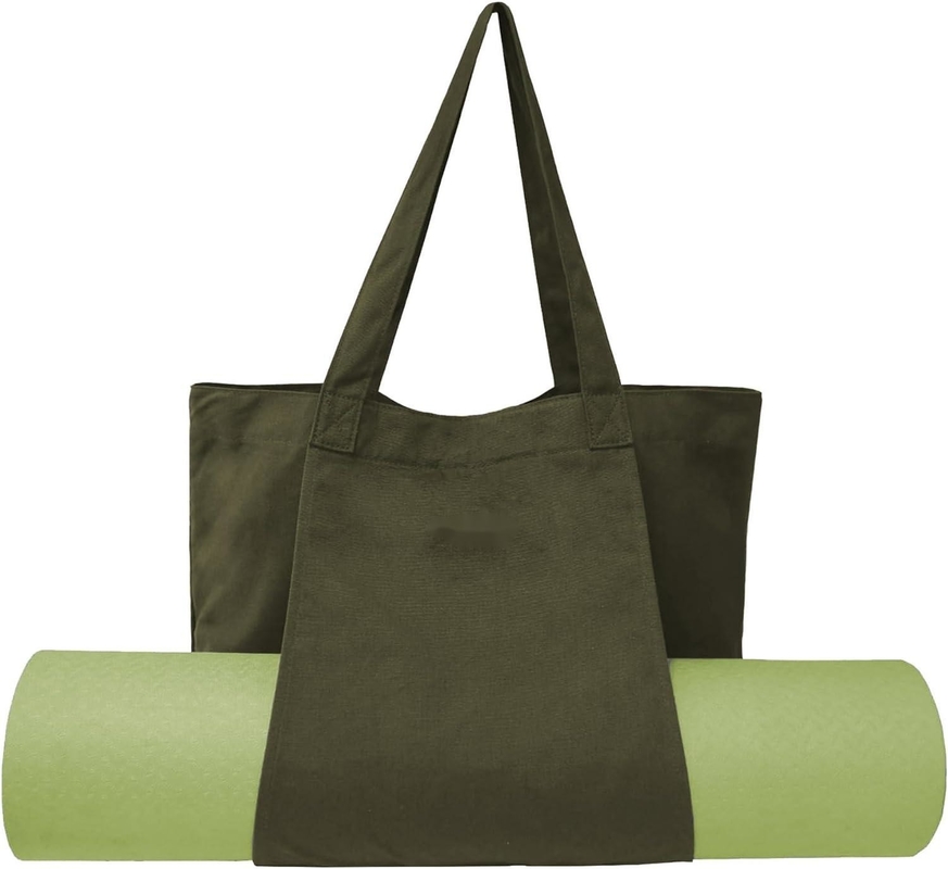 Grote Duurzame Groene Kleur Katoen Sport Aanpasbare Duffle Bags Met Schoenen Compartiment Pocket