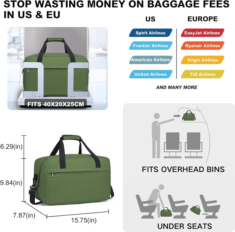 Zipper 20L Onder Zit Draagbare Sport Tote Gym Weekender Overnight Bag Voor Mannen Vrouwen