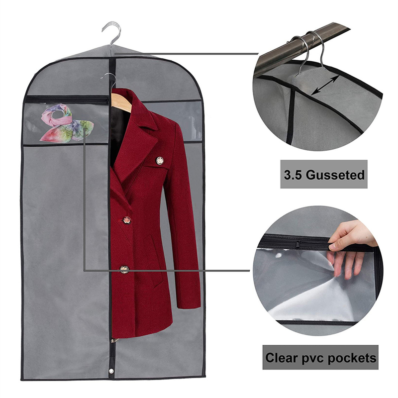 Stof lichtgewicht Custom Travel Kledingzak Voor Pakken Beschermer Hangend Zipper 24x32