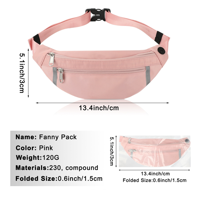 Schouderportemonnee Fanny Pink Custom Waist Bag Wandelen Crossbody Voor Vrouwen 12.8X9.6 