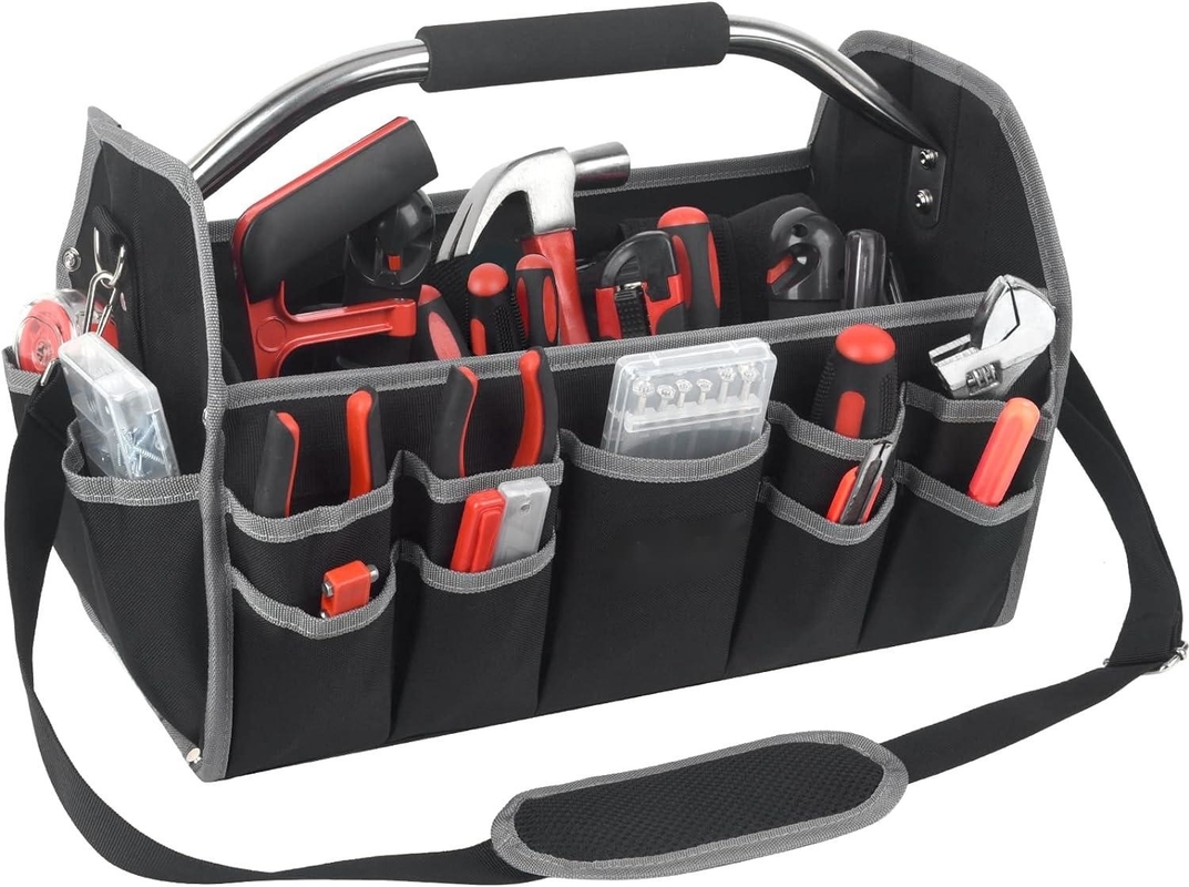 16 inch 26 Pockets Steel Handle Custom Travel Tool Bag Met Afneembare Schouderband