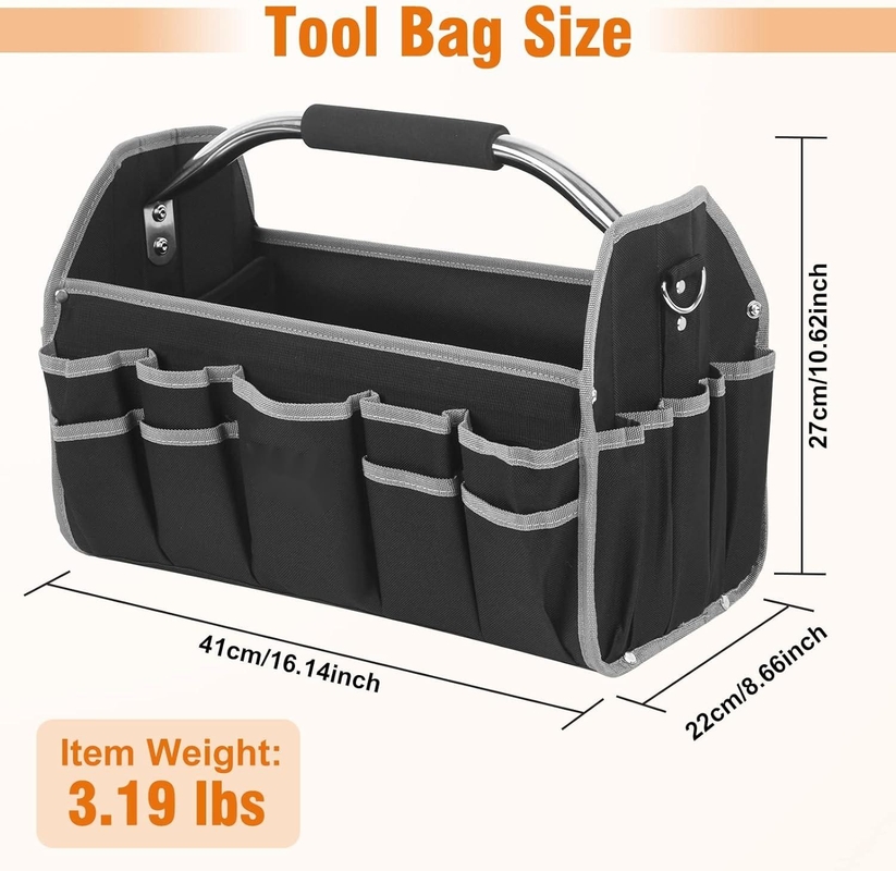 16 inch 26 Pockets Steel Handle Custom Travel Tool Bag Met Afneembare Schouderband