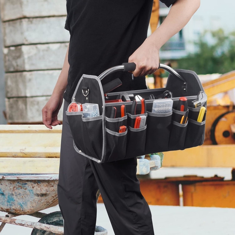 16 inch 26 Pockets Steel Handle Custom Travel Tool Bag Met Afneembare Schouderband