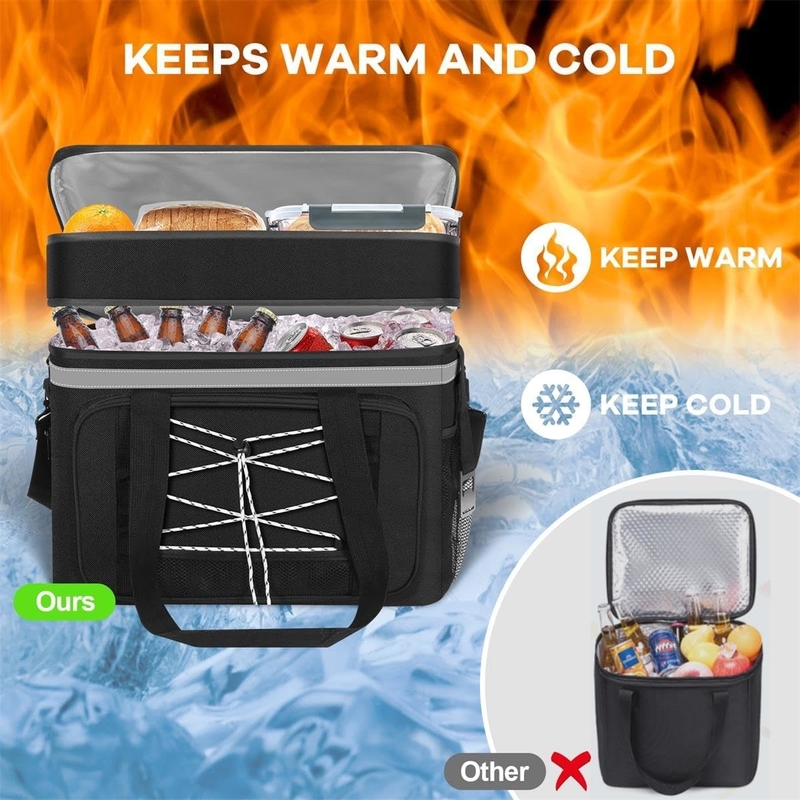 40L Draagbare waterdichte geïsoleerde koeltas Dubbele compartimenten voor strandcamping picknick