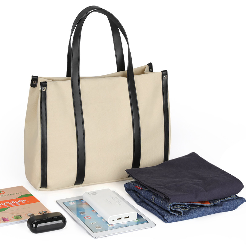 Grote grootte Canvas Custom Shopping Bags Korte handgrepen Schoudertoet 15x5x12