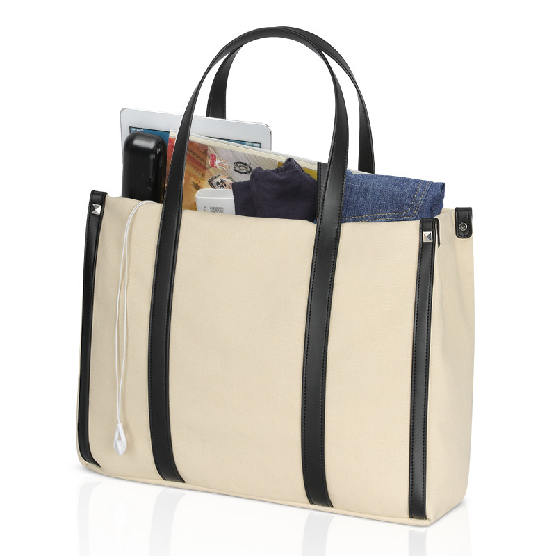 Grote grootte Canvas Custom Shopping Bags Korte handgrepen Schoudertoet 15x5x12