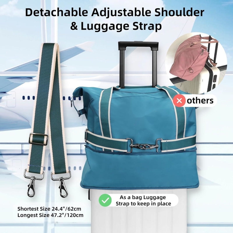 Opvouwbaar Waterdicht Weekender Overnachting Draagbare Gymbagage Gepersonaliseerde reistas met afneembare schouderband