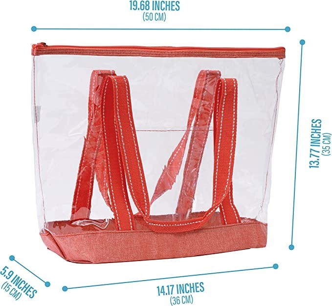 14 Inch Custom Shopping Bags met Logo PVC Clear Tote Bag Stadion Buiten zwembad