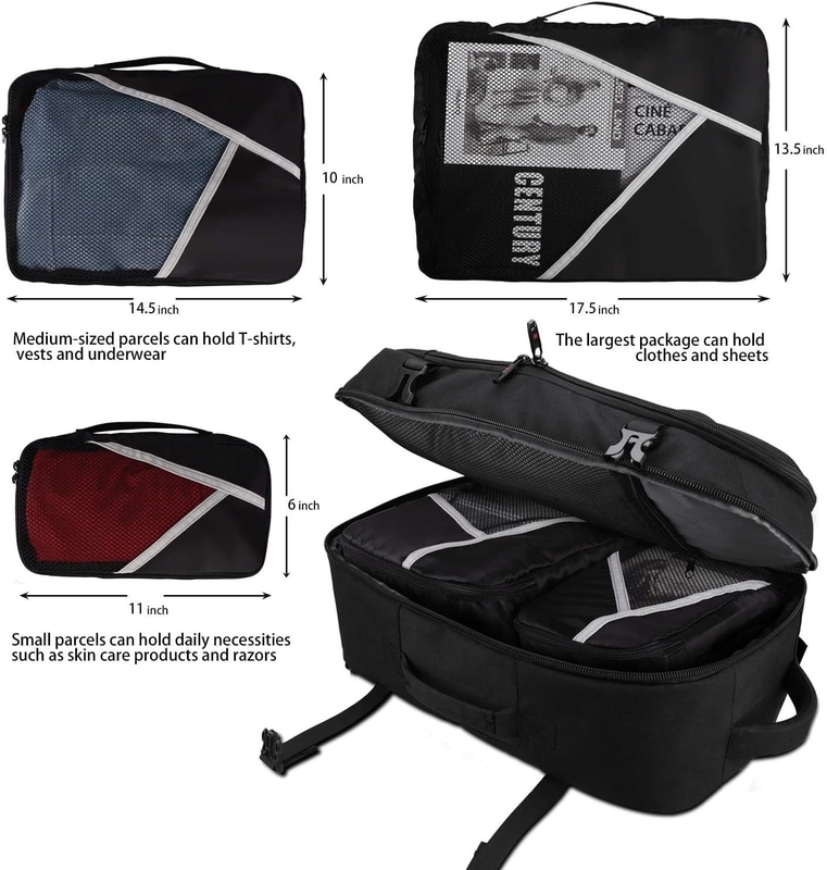 40L vluchtgoedgekeurde bagage draagbare waterbestendige weekendovernachtingszak voor 17 inch laptop