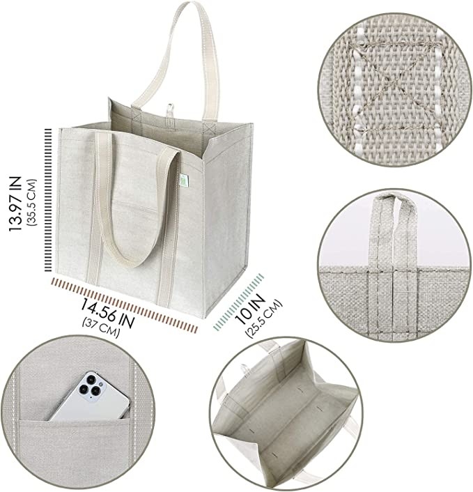 Heavy Duty Canvas Shopping Bag met zakken Zip Codycross Grocery Eco Friendly