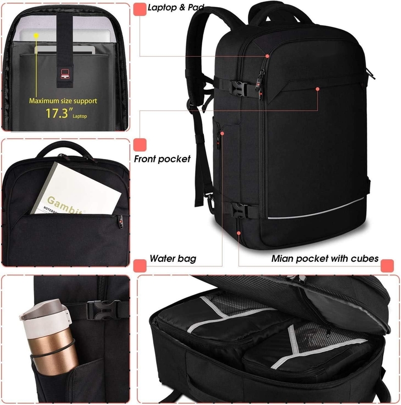 40L vluchtgoedgekeurde bagage draagbare waterbestendige weekendovernachtingszak voor 17 inch laptop