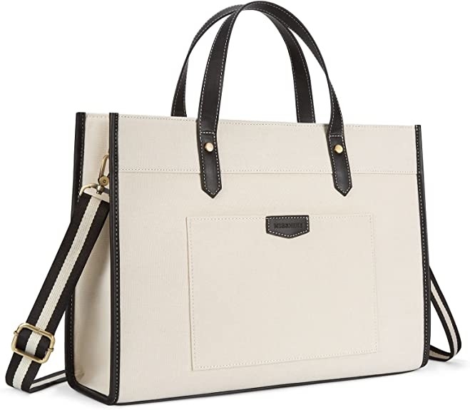 16x11.7x5.1 Canvas Laptop Tote Bag, Werk Shoulder Bags Voor reizen winkelen