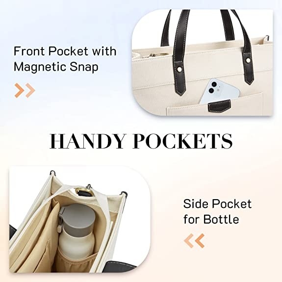 16x11.7x5.1 Canvas Laptop Tote Bag, Werk Shoulder Bags Voor reizen winkelen