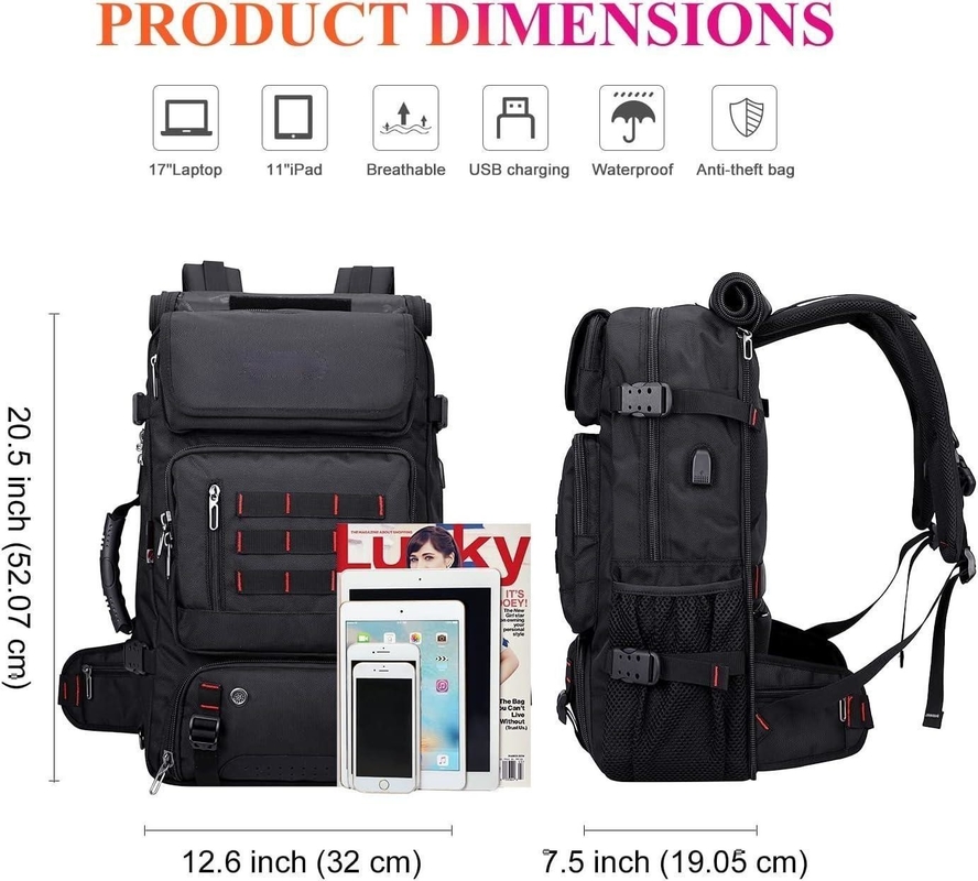 Zwarte grote capaciteit Airline Cabriolet Nylon Draagbare Aanpasbare Duffle Bags voor mannen