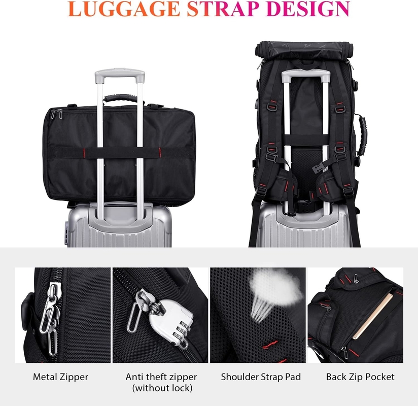 Zwarte grote capaciteit Airline Cabriolet Nylon Draagbare Aanpasbare Duffle Bags voor mannen