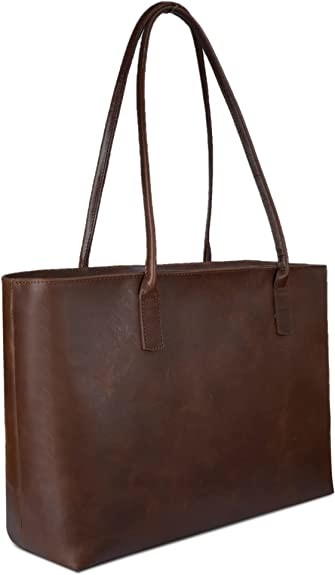 Vintage koffer computer leer laptop tas, 16x21 Werk kantoor schoudertas