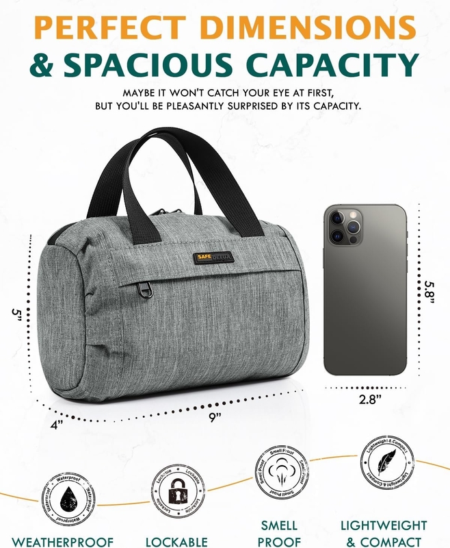 Geweldige cadeautjes koolstof bekleed geurproof tas Custom Travel 210 D polyester met combinatie slot