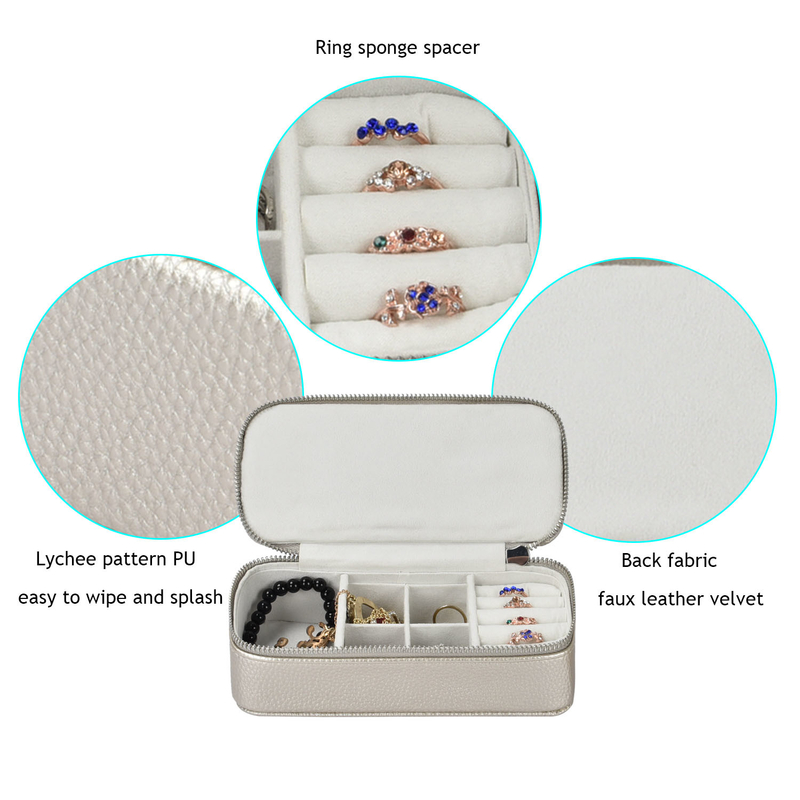 Make-up Juwelen Verpakkingszakken Doos PU Lederen Reis Draagbaar 7x3.15x1.97