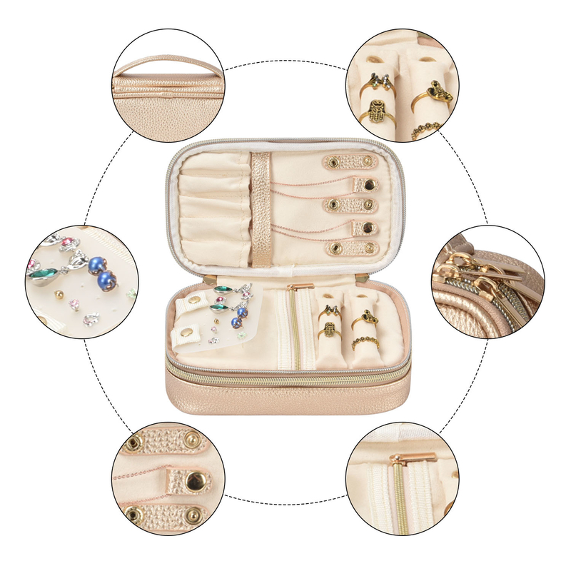 OEM 2 laag sieraden bewaring zak zakken organisator zak oorbel reis behuizing 7x2.4x3.9 